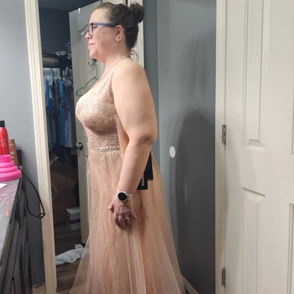 Dylan & Davids Long Formal Prom Rose Gold Dress size 16 - Picture 5 of 8